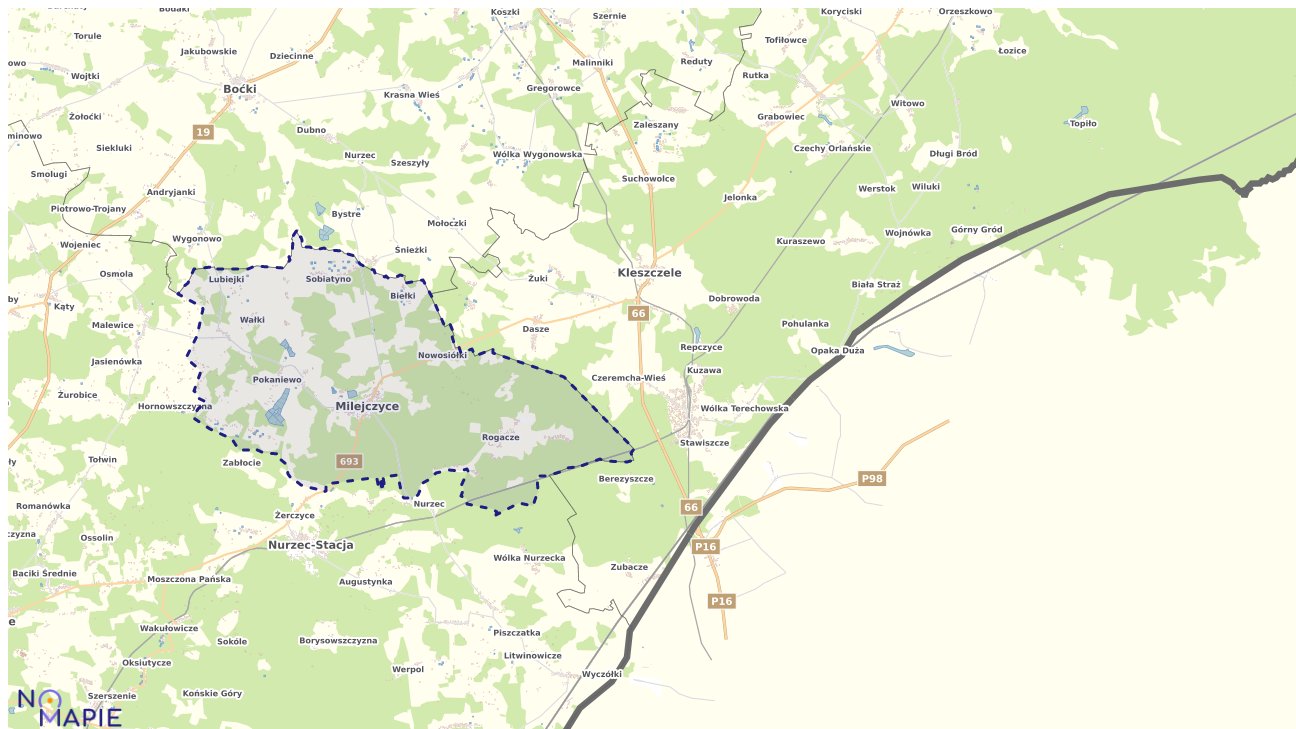 Mapa obszarów ochrony przyrody Milejczyc